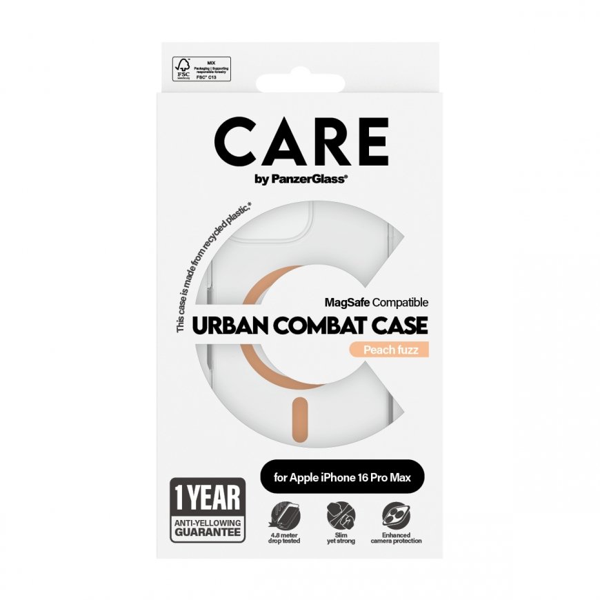 PanzerGlass CARE by ® Flagship Case Transparent Urban Combat w. Peachy MagSafe iPhone 16 Pro Max – 3