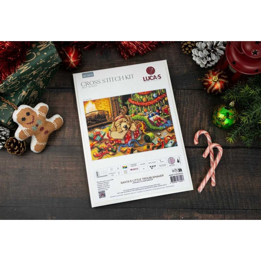 Luca S Kryželiu embroidery kit 'Santa’s Little Troublemaker' 44x32cm SBU5079 – 2
