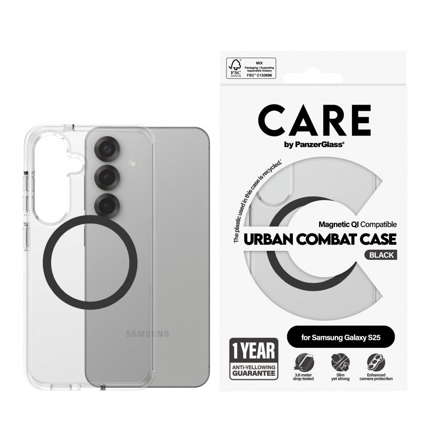 PanzerGlass CARE by ® Flagship Case Transparent Urban Combat w. Black Qi Compatible Samsung Galaxy S – 2