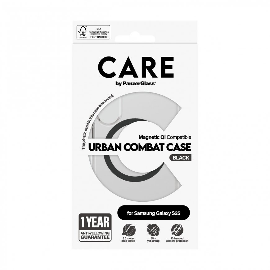PanzerGlass CARE by ® Flagship Case Transparent Urban Combat w. Black Qi Compatible Samsung Galaxy S – 3