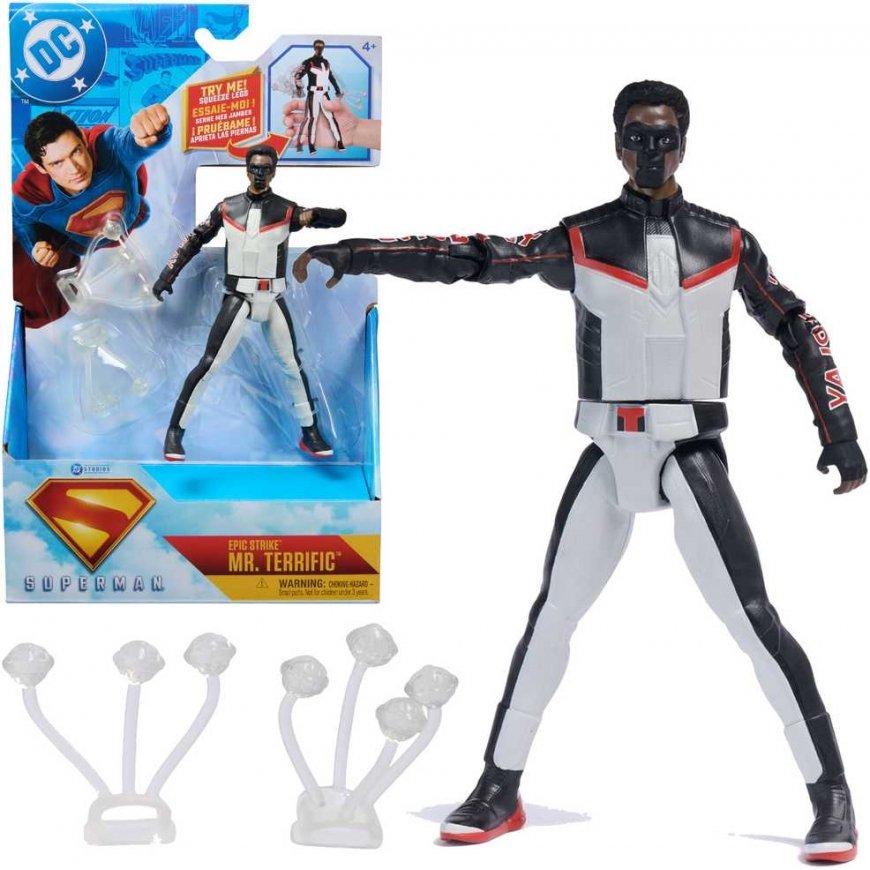 DC Comics Epic Strike small figure, movable doll Mr. Terrific, 15 cm + accessories