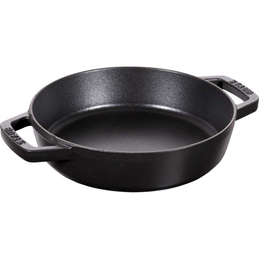 Staub Ketaus keptuvė su dviem rankenėlėmis - 20 cm, juoda