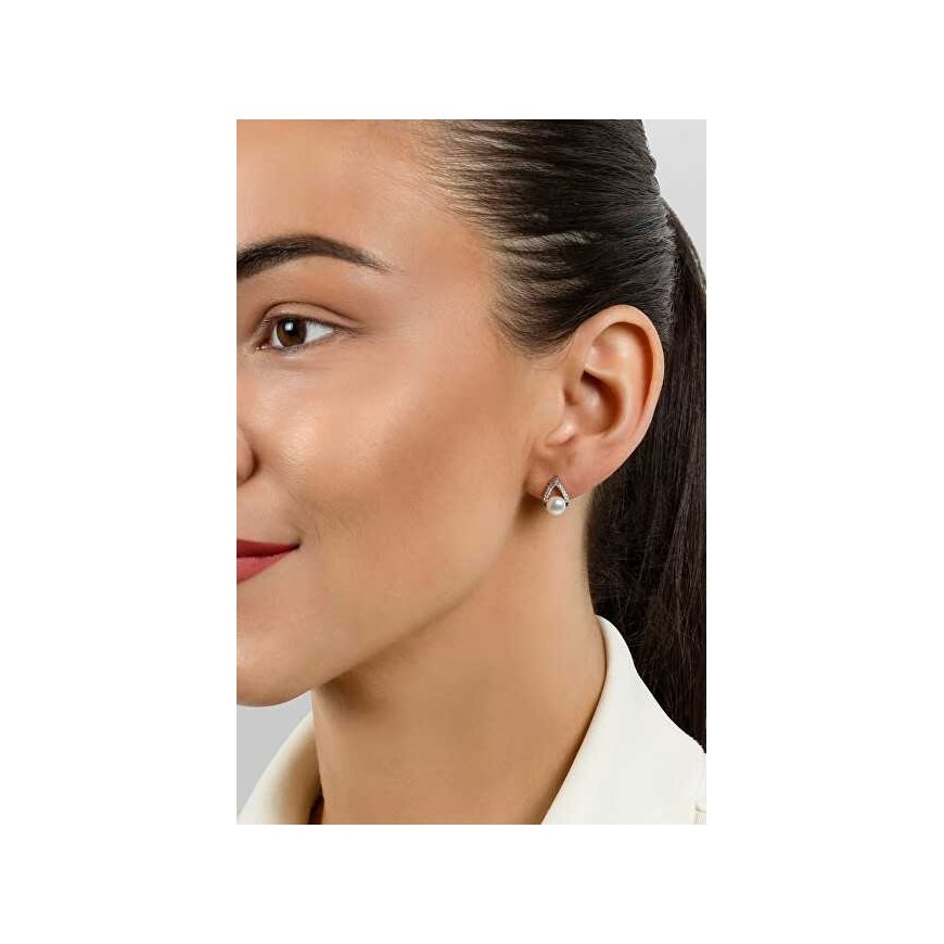 Brilio Silver Charming silver earrings with pearls and zircons EA615W – 3