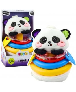 „Lean Toys“ sensoriska rotaļlieta-kauss, pandu piramīdas formas šūpojošs košļājamais, rattles