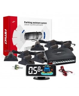 Reverse parking sensors black front rear led 3d truck bus amio-03195