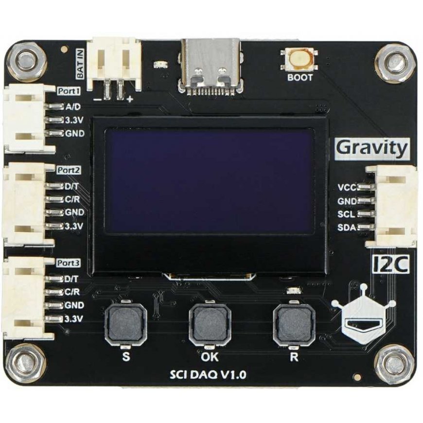 Gravitacija - SCI DAQ modulis - duomenų surinkimo modulis su ekranu - I2C - DFRobot DFR0999 – 2