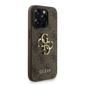 Guess PU 4G Metāla Logo Siksniņa vāks, kas paredzēts Apple iPhone 15 Pro Max brūnā krāsā