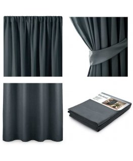 Naktinė užuolaida AmeliaHome BLACKOUT 140X245 cm, 1 vnt., juosta/kabliukai, spalva: grafito