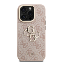 Guess PU 4G Metal Logo Stand Camera Frame case designed for Apple iPhone 15 Pro in pink color Guess PU 4G Metal Logo Stand Camera Frame case designed for Apple iPhone 15 Pro in pink color