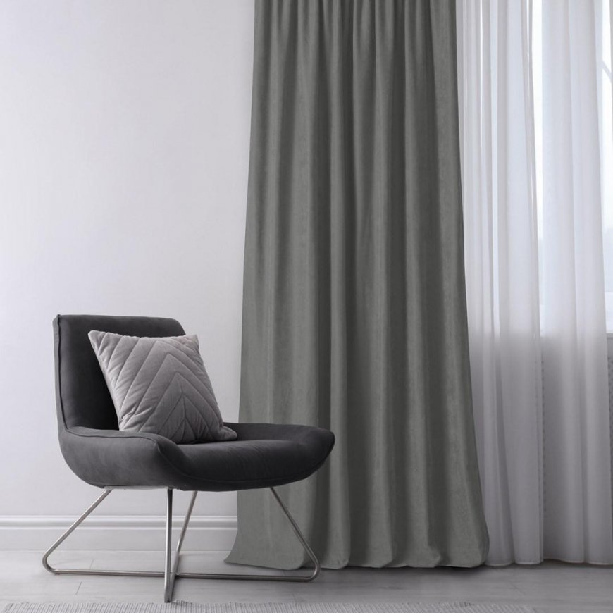 MILANA curtain, gray color, classic style, flexible, 9.5 cm, with double pleats, 280x270 HOMEDE – 4