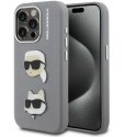 Karl Lagerfeld Grained PU K&CH Heads dėklas skirtas Apple iPhone 15 Pro Max pilkos spalvos Karl Lagerfeld Grained PU K&CH Heads dėklas skirtas Apple iPhone 15 Pro Max pilkos spalvos