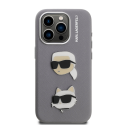 Чехол Karl Lagerfeld Grained PU K&CH Heads для Apple iPhone 15 Pro Max серого цвета Чехол Karl Lagerfeld Grained PU K&CH Heads для Apple iPhone 15 Pro Max серого цвета