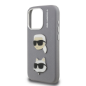 Чехол Karl Lagerfeld Grained PU K&CH Heads для Apple iPhone 15 Pro Max серого цвета Чехол Karl Lagerfeld Grained PU K&CH Heads для Apple iPhone 15 Pro Max серого цвета