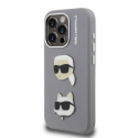 Karl Lagerfeld Grained PU K&CH Heads dėklas skirtas Apple iPhone 15 Pro pilkos spalvos