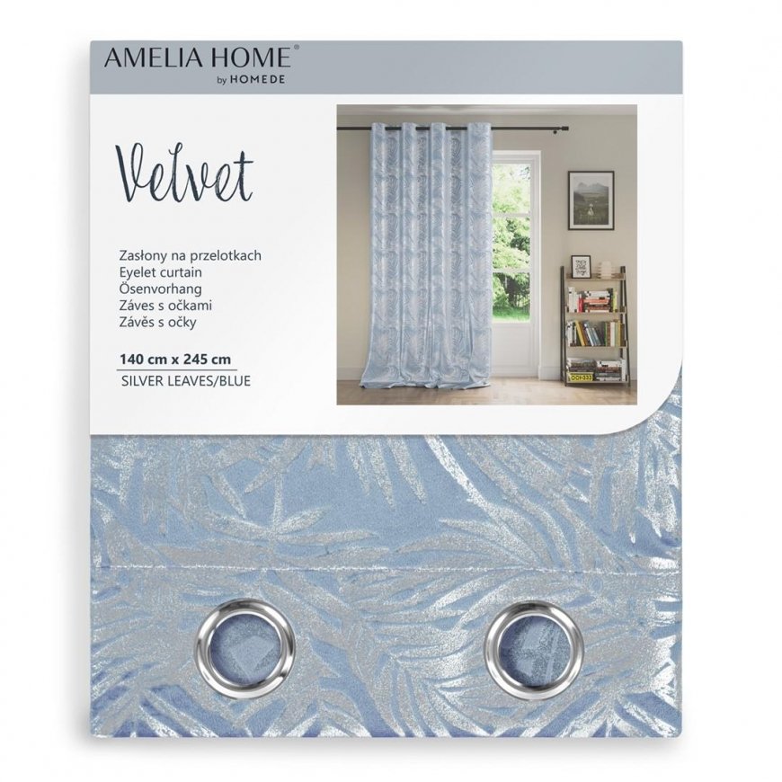AmeliaHome CURT/AH/VELVET/SILVERLEAVES/Zils/140X245 – 5