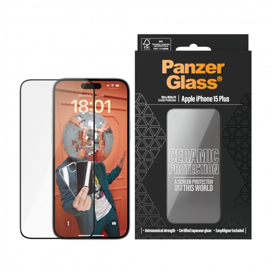 PanzerGlass ® Ceramic Protection for iPhone 15 Plus | Ultra-Wide Fit w. EasyAlignerr Прозрачная защи – 2