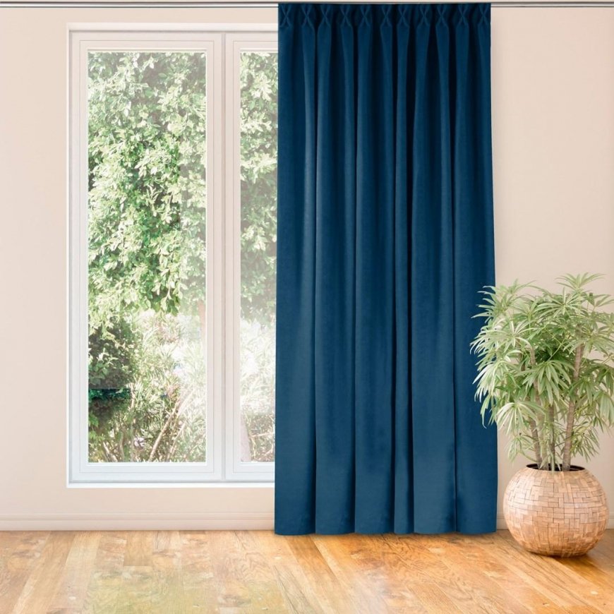 Užuolaida MILANA, indigo krāsā, klasiskā, elastīga, 9,5 cm, ar divkāršām krokām, 420x225 HOMEDE – 2