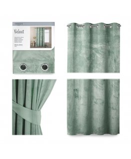 Ööriie rõngastega AmeliaHome VELVET 140X245 cm, 1 tk, värv: münt