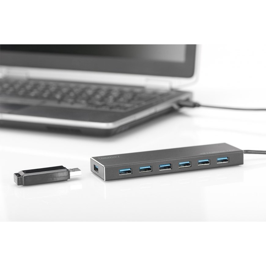 Digitus DA-70241-1 interfeisa centrmezgls USB 3.2 Gen 1 (3.1 Gen 1) Type-A 5000 Mbit/s Pelēks – 2