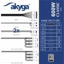 Akyga AK-C1-600 toiteallika komponent 600 W 24-pin ATX ATX Must Akyga AK-C1-600 toiteallika komponent 600 W 24-pin ATX ATX Must