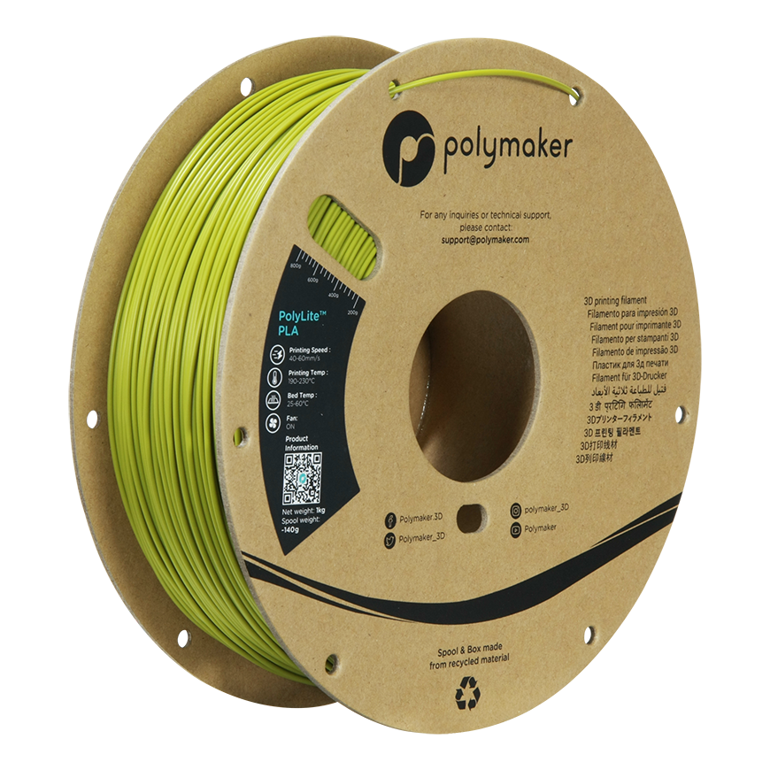 Polymaker PolyLite PLA - 1,75 mm - 1 kg - Oliivroheline