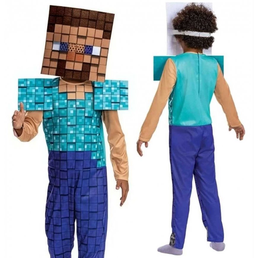 Minecraft Steve Plus -puku 7-8 vuotta