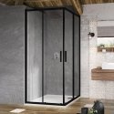 Kvadrāta dušas kabīne Ravak Blix Slim, BLSRV2-80 melna + stikls caurspīdīgs