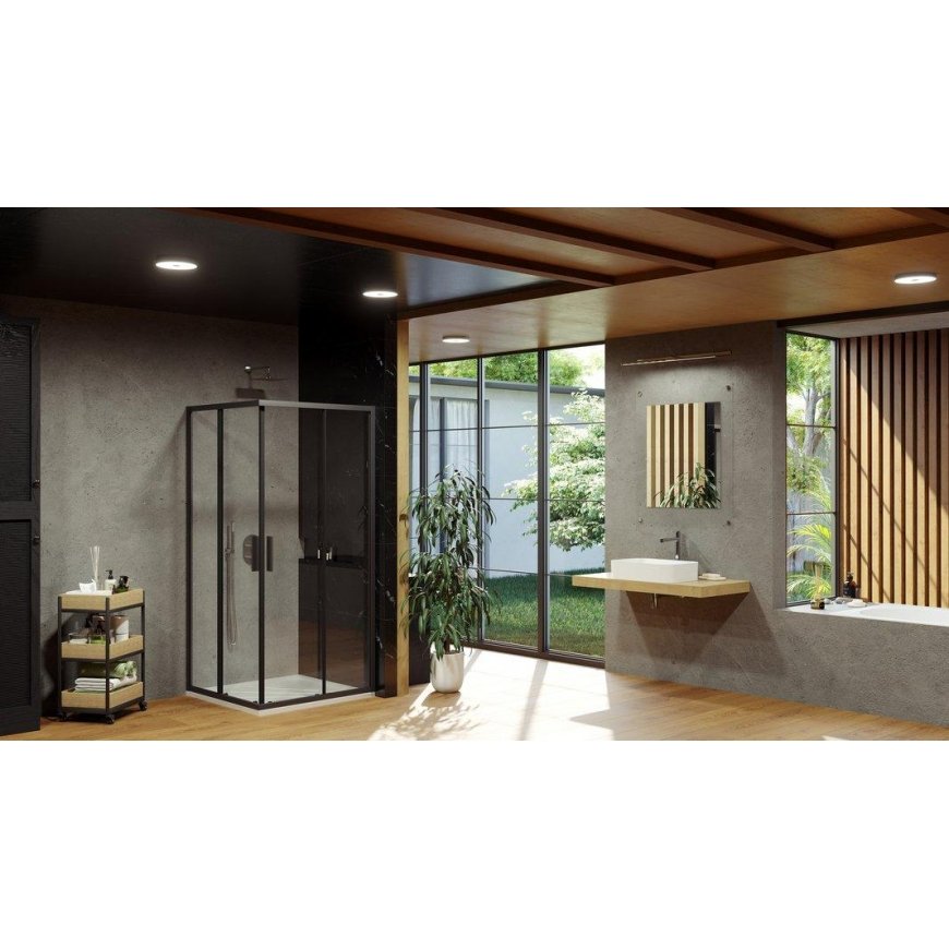 Neliönmuotoinen suihkukaappi Ravak Blix Slim, BLSRV2-80 musta + lasi läpinäkyvä – 3