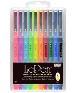 Marvy Uchida Stilingi ohutkärkiset Le Pen 4300-10FX Neon Mix -kynät, 10 kpl.