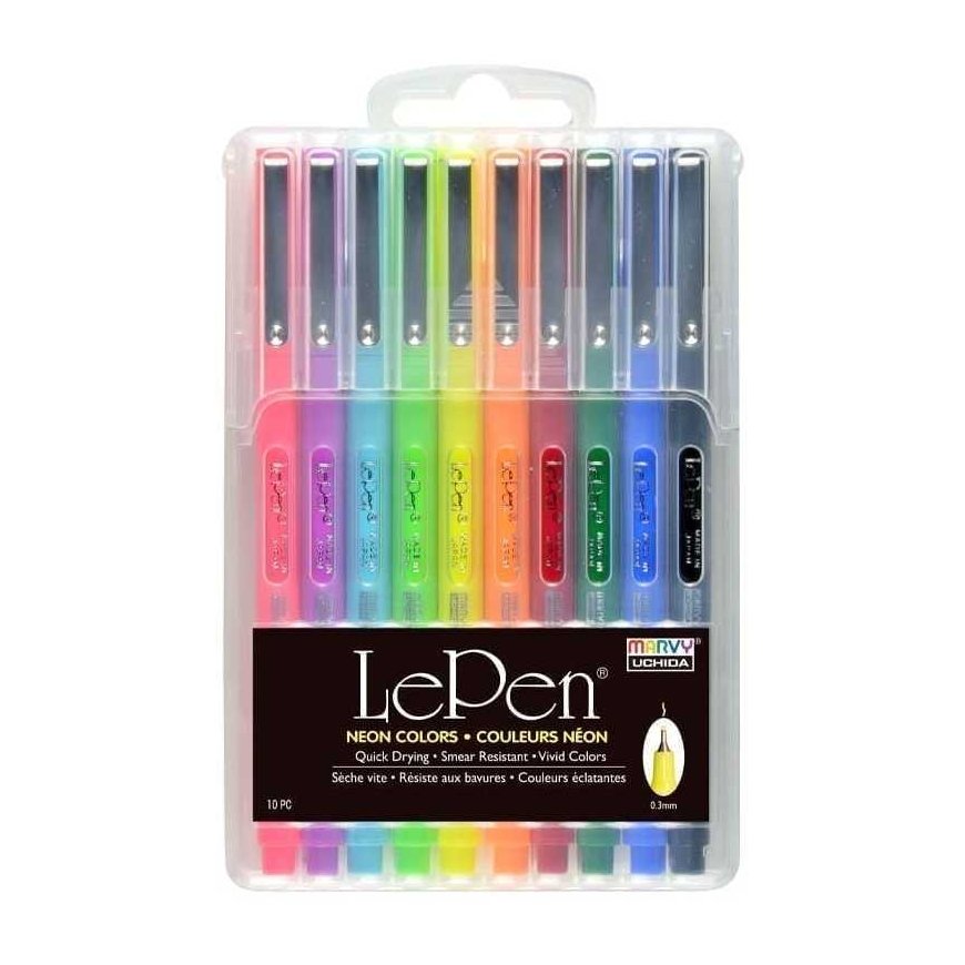 Marvy Uchida stilīgie rakstāmie piederumi ar plānu galu Le Pen 4300-10FX Neon Mix, 10 gab.