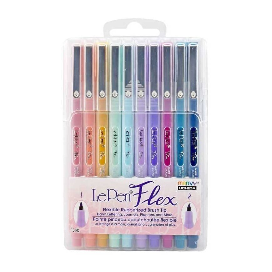 MARVY brush tip markers 4800-10P "Le Pen Flex" Pastel, 10 pcs.