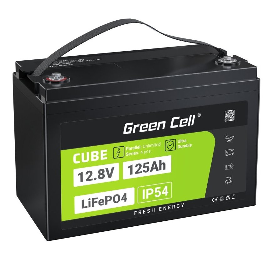 Green Cell Žalias Cell CUBE LiFePO4 125Ah 12,8V 1600Wh liio geležies fosfato baterija kemperiui, sau