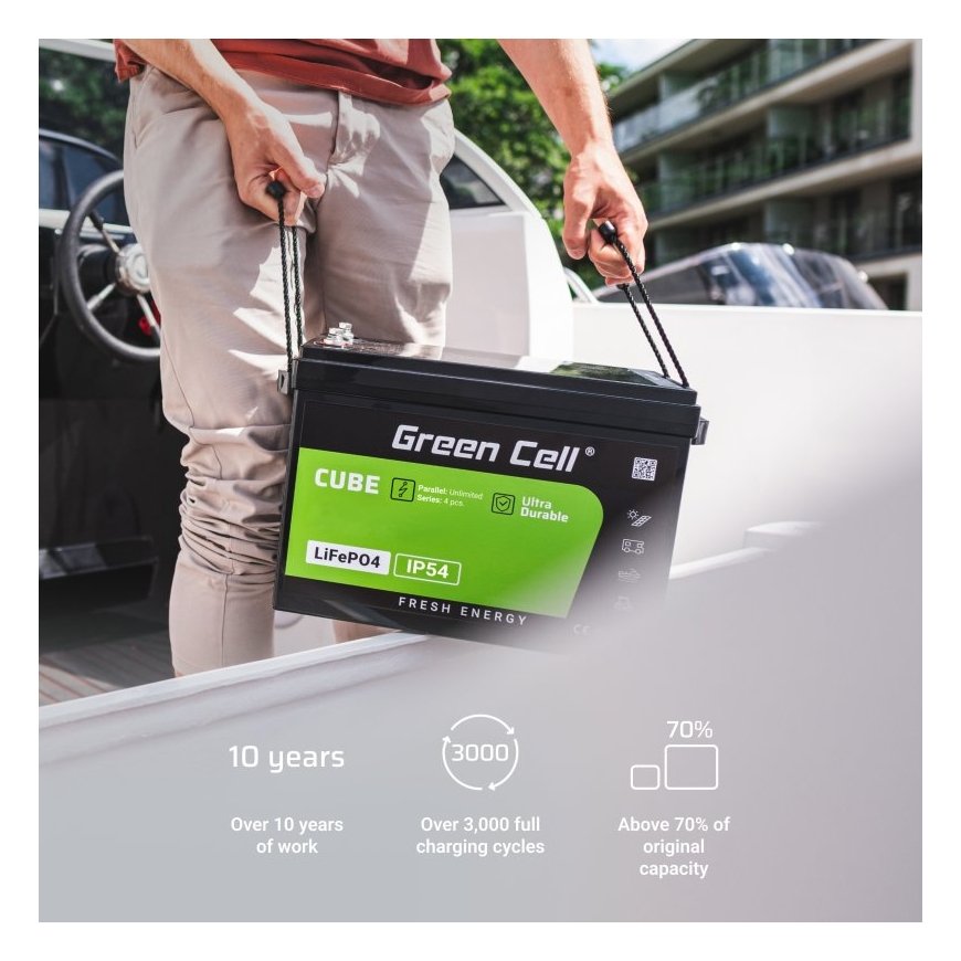 Green Cell Žalias Cell CUBE LiFePO4 125Ah 12,8V 1600Wh liio geležies fosfato baterija kemperiui, sau – 4