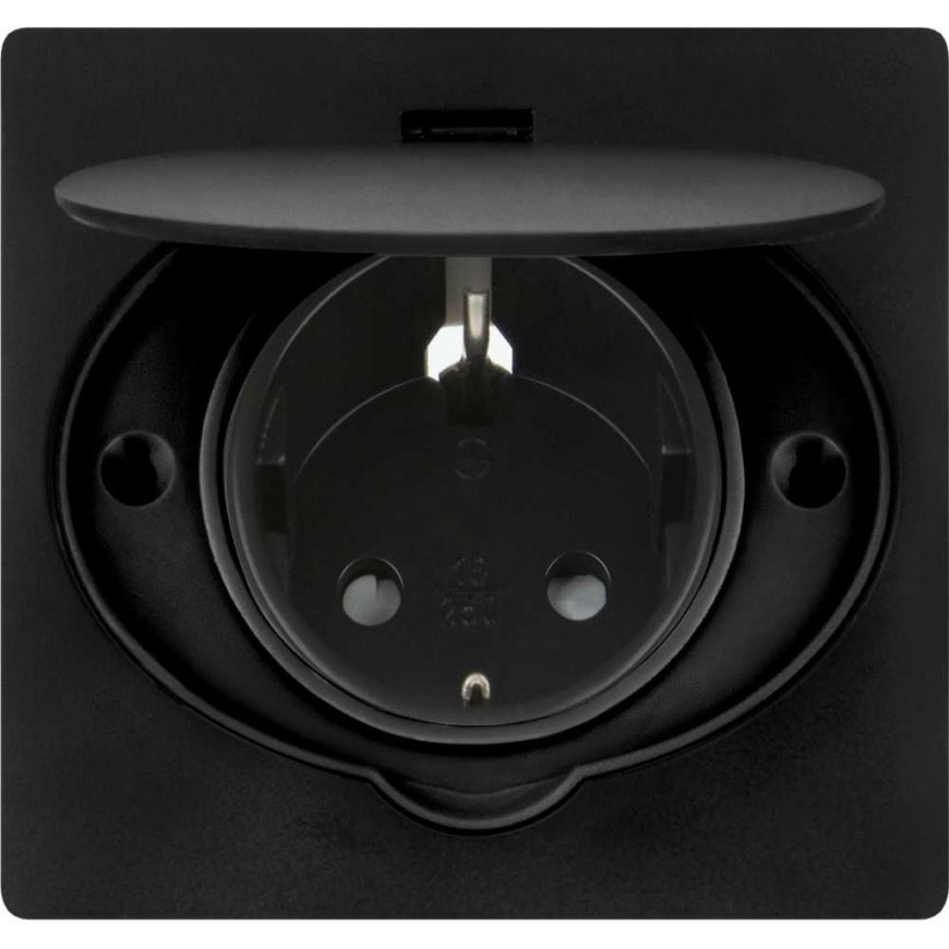 Orno Hermetic electrical socket, IP44, 1x2P+Z (Schuko), black – 2