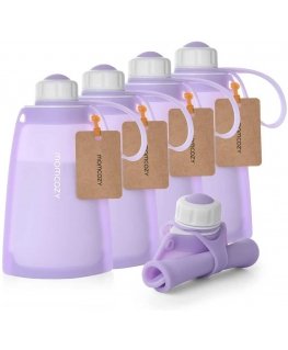 MOMCOZY MONIKERROKSISILIKONINEN MAITOJEN SÄILYTYSLAUKKU, 5 KPL, VIOLETTI