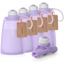 MOMCOZY DAUGKARTINIAI SILIKONINIAI PIENO LAIKYMO MAIŠELIAI, 5 VNT., VIOLETINIAI MOMCOZY DAUGKARTINIAI SILIKONINIAI PIENO LAIKYMO MAIŠELIAI, 5 VNT., VIOLETINIAI
