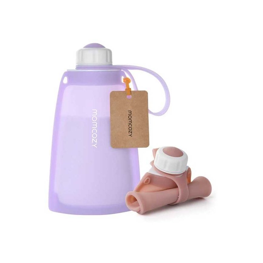 MOMCOZY DAUGKARTINIAI SILICONE MILK STORAGE BAGS, 5 PCS, PURPLE – 2