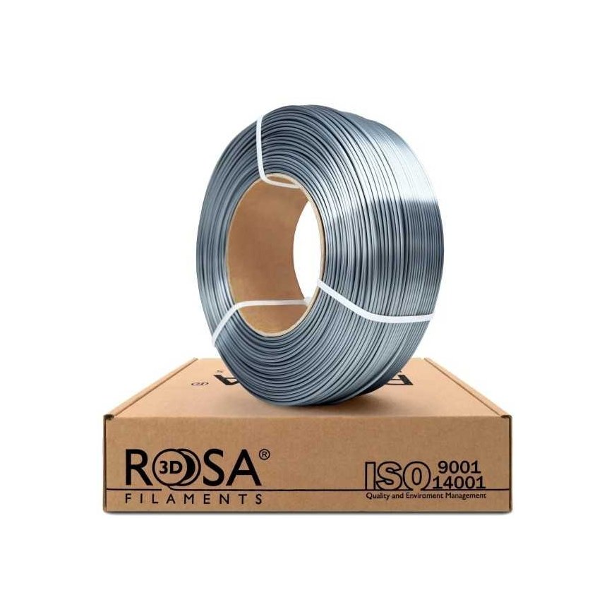 3D пластик PLA блестящий сталь 1.75мм 1кг пополнение упаковка Rosa3D