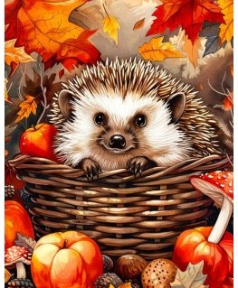 Beldizart Diamond painting with frame Hedgehog in mushrooms 30x40 cm VA813