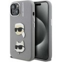 Karl Lagerfeld Grained PU K&CH Heads case designed for Apple iPhone 15 in gray color Karl Lagerfeld Grained PU K&CH Heads case designed for Apple iPhone 15 in gray color