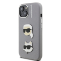 Чехол Karl Lagerfeld Grained PU K&CH Heads для Apple iPhone 15 серого цвета Чехол Karl Lagerfeld Grained PU K&CH Heads для Apple iPhone 15 серого цвета