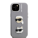 Karl Lagerfeld Grained PU K&CH Heads dėklas skirtas Apple iPhone 15 pilkos spalvos Karl Lagerfeld Grained PU K&CH Heads dėklas skirtas Apple iPhone 15 pilkos spalvos