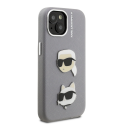 Karl Lagerfeld Grained PU K&CH Heads kate Apple iPhone 15 jaoks halli värvi Karl Lagerfeld Grained PU K&CH Heads kate Apple iPhone 15 jaoks halli värvi