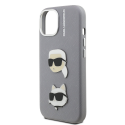 Чехол Karl Lagerfeld Grained PU K&CH Heads для Apple iPhone 15 серого цвета Чехол Karl Lagerfeld Grained PU K&CH Heads для Apple iPhone 15 серого цвета
