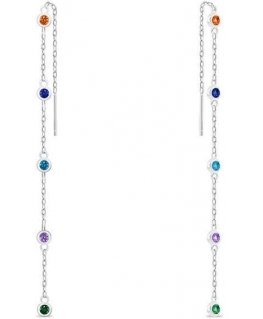 Brilio Silver Brilio Silver Silver chain earrings with colored zirconia EA1006WRBW