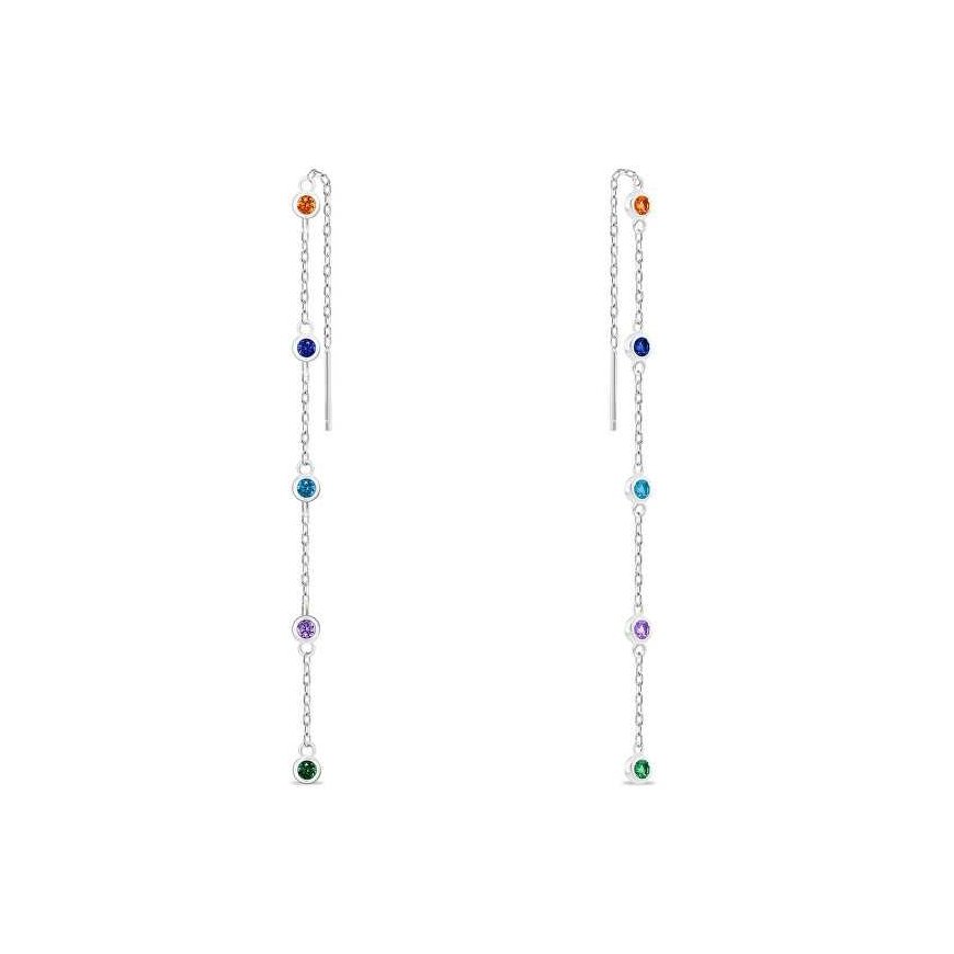 Brilio Silver Brilio Silver Silver chain earrings with colored zirconia EA1006WRBW