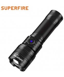 Superfire-taskulamppu L16-T, 890lm, 15W, säädettävä, ladattava USB C, 18650 3400mAh, IP43