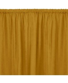 MILANA mustard colored curtain, classic, 5 cm, with a cornice, pockets, chenille fabric, 280x225 HOMEDE