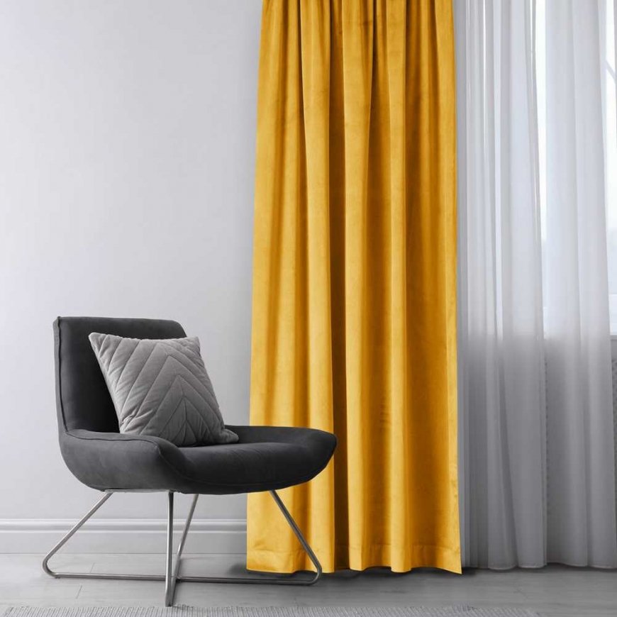 Užuolaidos VELVET spalvos garstyčių stiliaus klasikinės juostos medžiagos tipas - tekstilė aksomas 140x245 AmeliaHome – 4