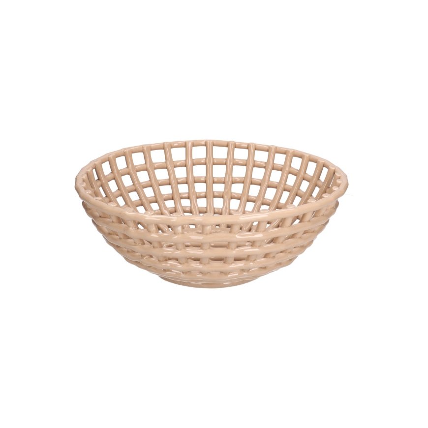 DOMESTIC RITUALS Captured Round basket large sand color 36 x 13 cm